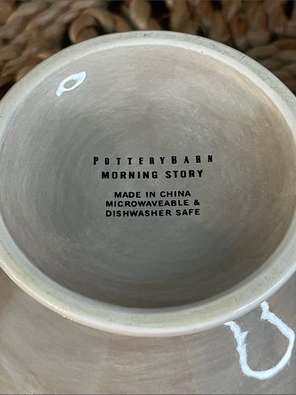 Set of 2- Pottery Barn- Morning Story Bowls- Taupe & Dusty Pink- Discontinued